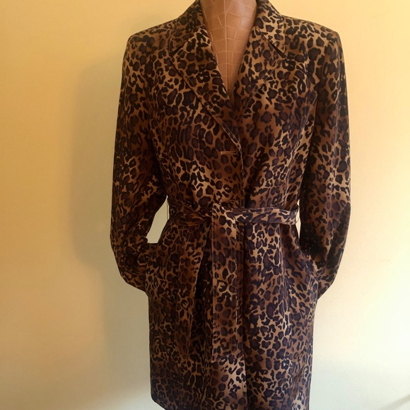 Leopard Print Trench Coat by Size 6 - Picture 1 of 15